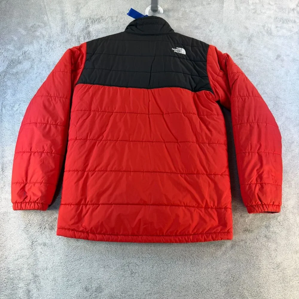 The North Face Reversible Boys Jacket Sherpa Fleece Red Black L 14/16 Zip